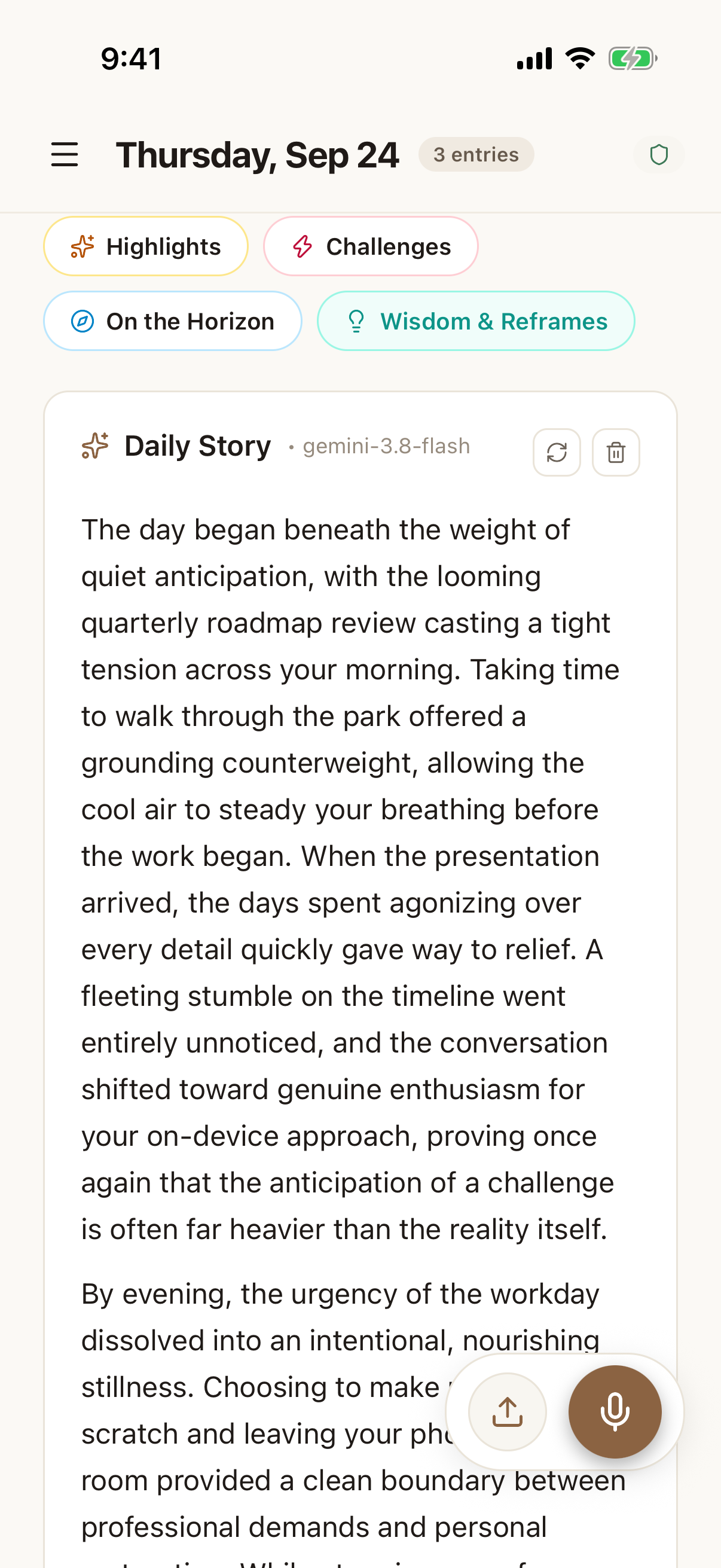 Sanctuary Spoken Journal mobile application interface